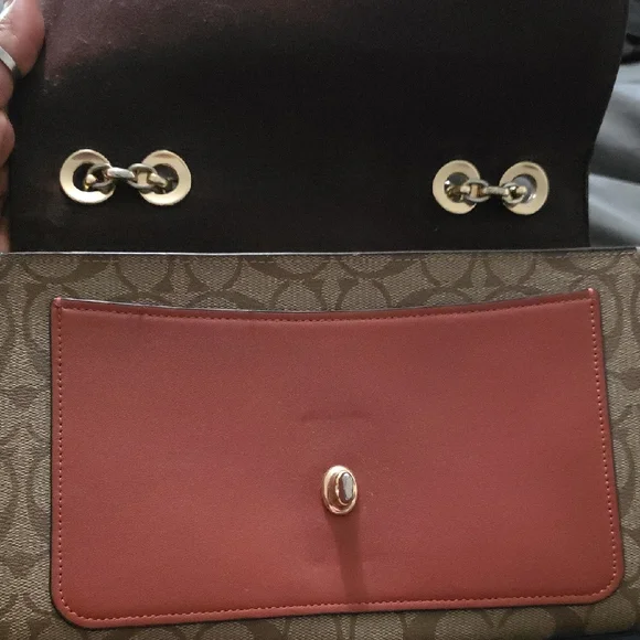 Coach Brown and Red Signature Shoulder Bag - Picture 2 of 5